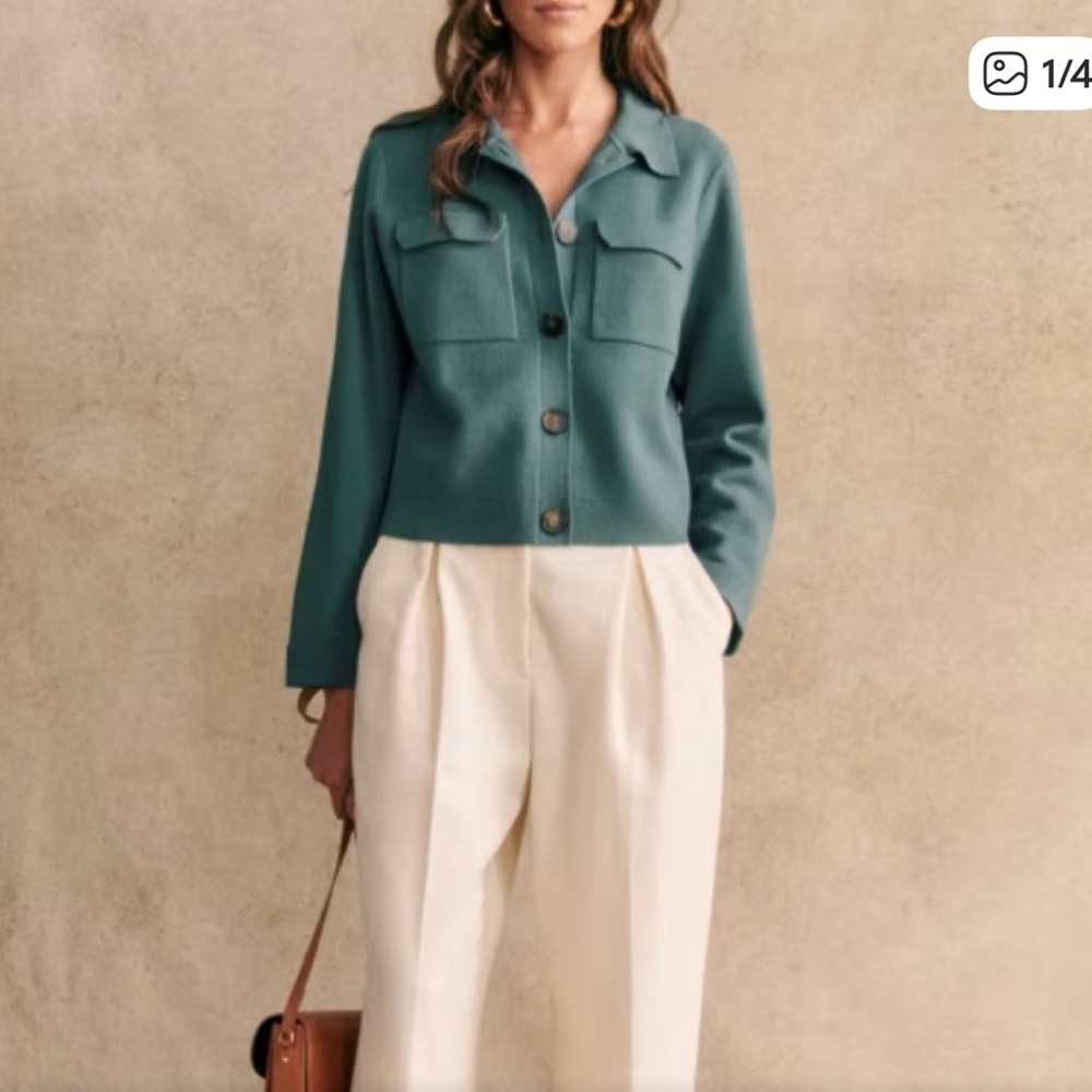 Sezane Betty Cardigan - Jade - Small